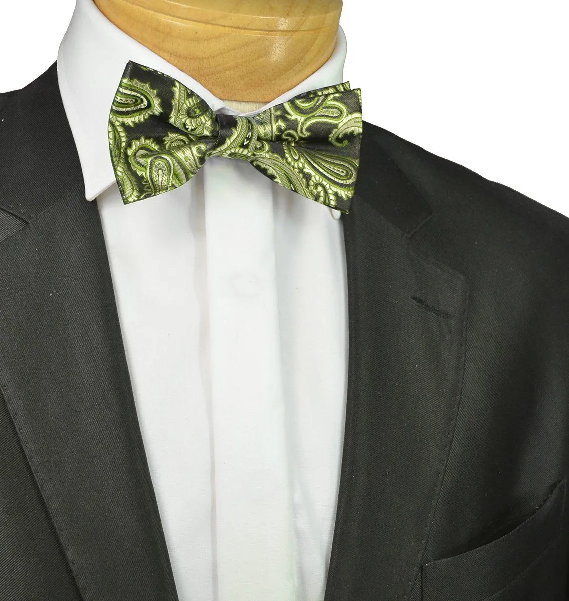 Black and Green Paisley Bow Tie