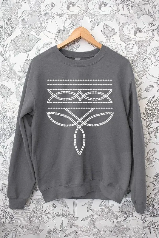 Boot Stitch Graphic Fleece Sweatshirt