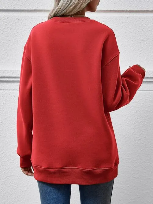 FELIZ NAVIDAD Round Neck Drop Shoulder Sweatshirt