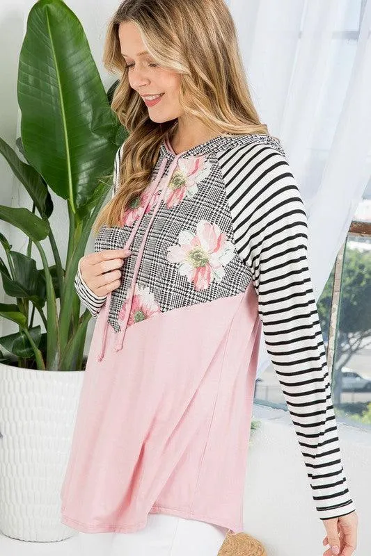 FLORAL STRIPE MIXED SWEATSHIRTS