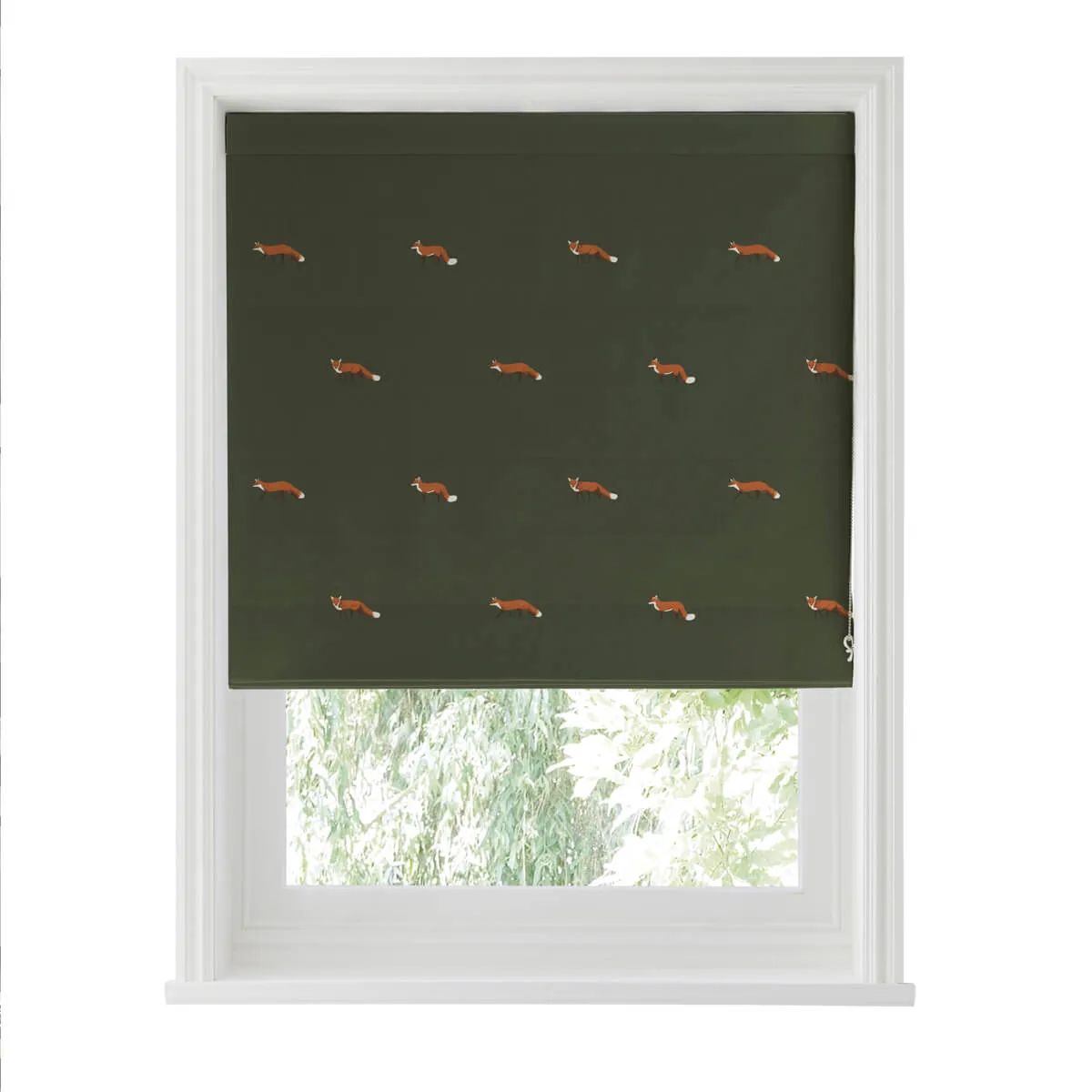 Foxes Forest Green Curtains/Roman Blind Sample