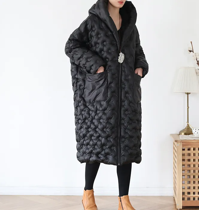 Long Hooded Puffer Coat Loose Winter Women Down Jacket 8108