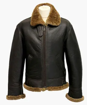 Men's Winter Aviator B3 Leather Jacket with Fur