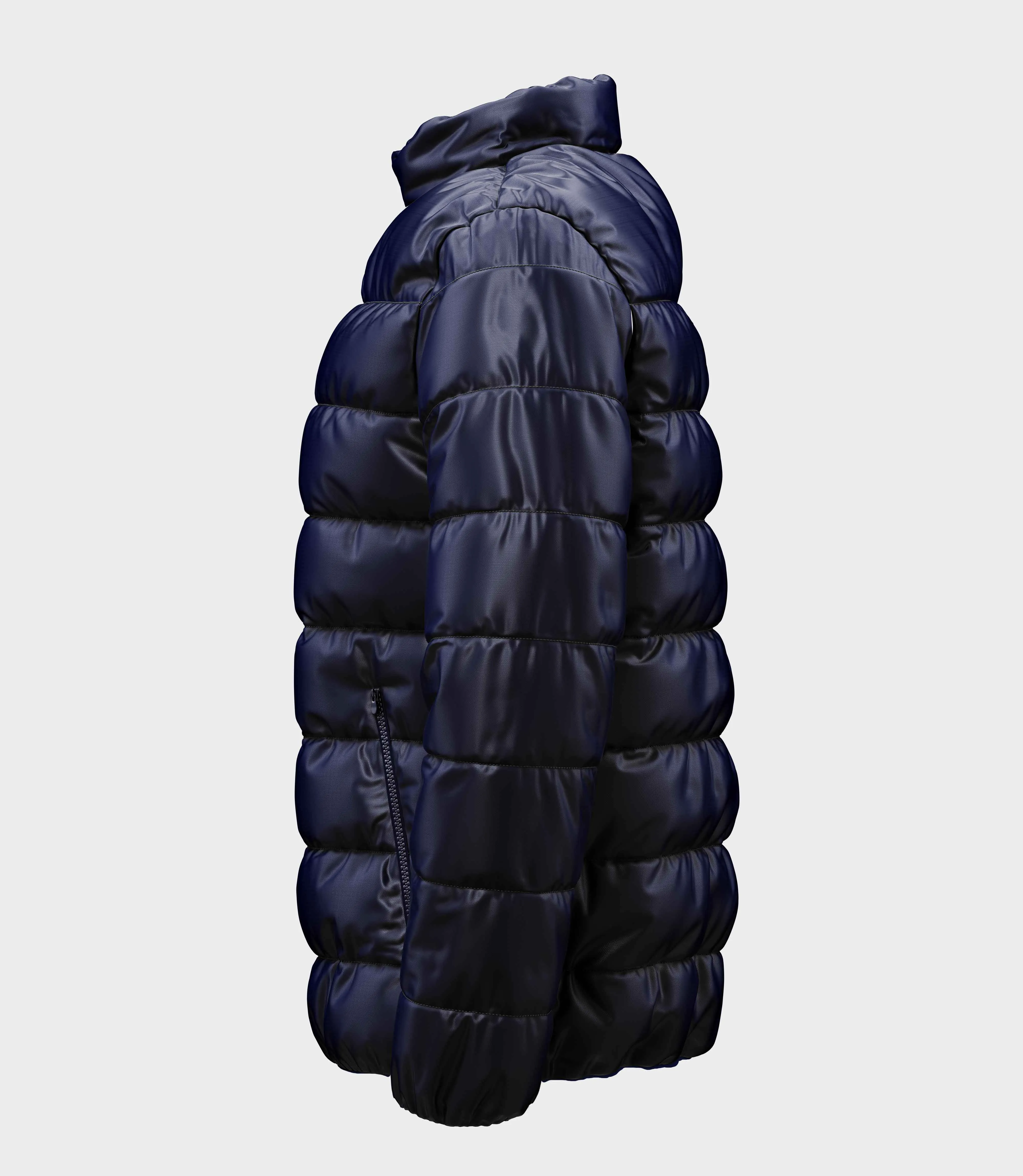 Navy Blue Reversible Puffer Plus Size Jacket