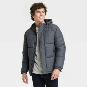 New - Men's Solid Midweight Puffer Jacket - Goodfellow & Co Heathered Gray XXL