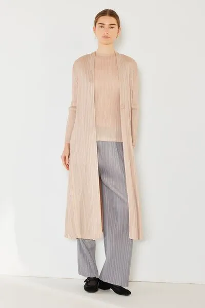 Pleated Long Sleeve Cardigan