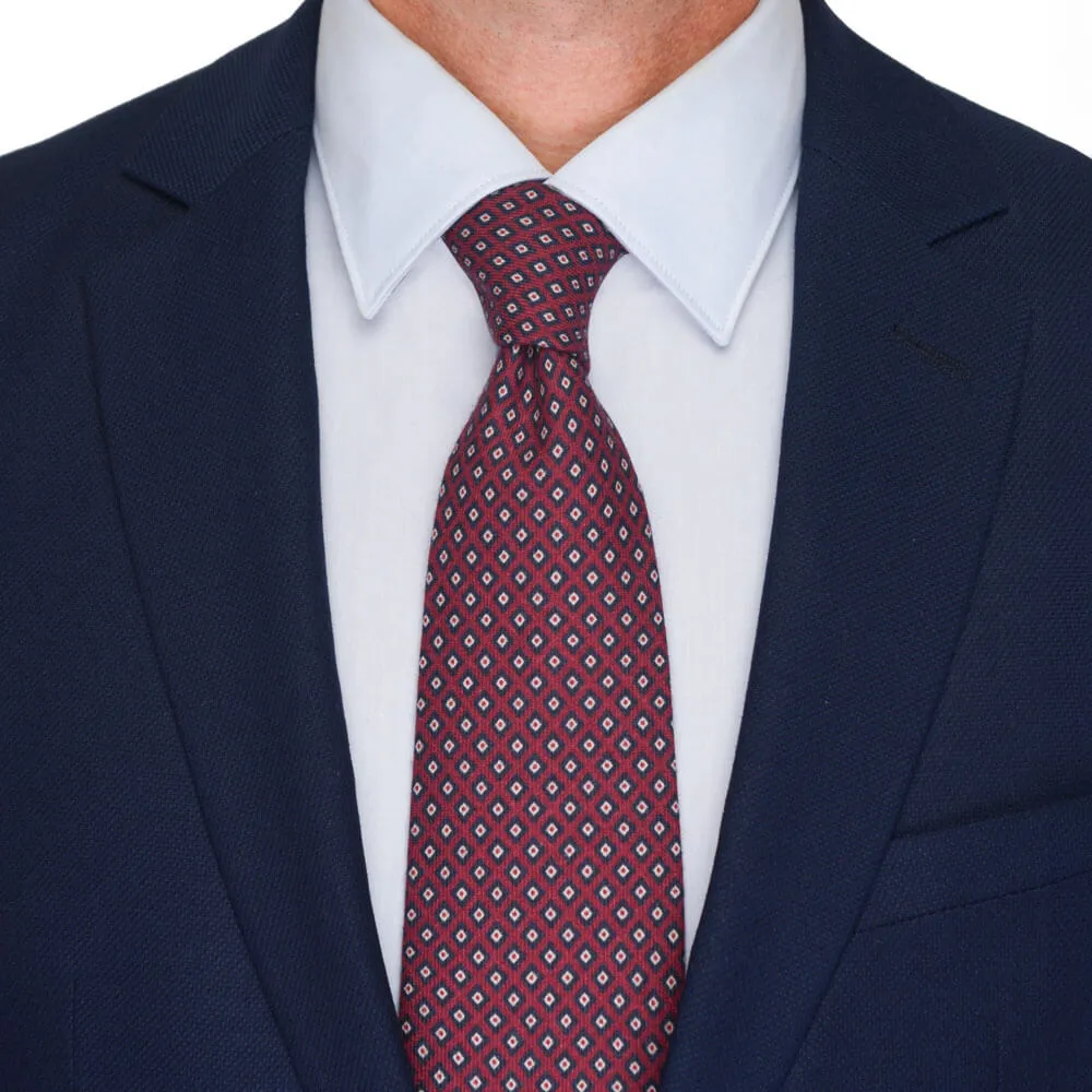 Red Refined Geometry Silk Wool Blend Tie