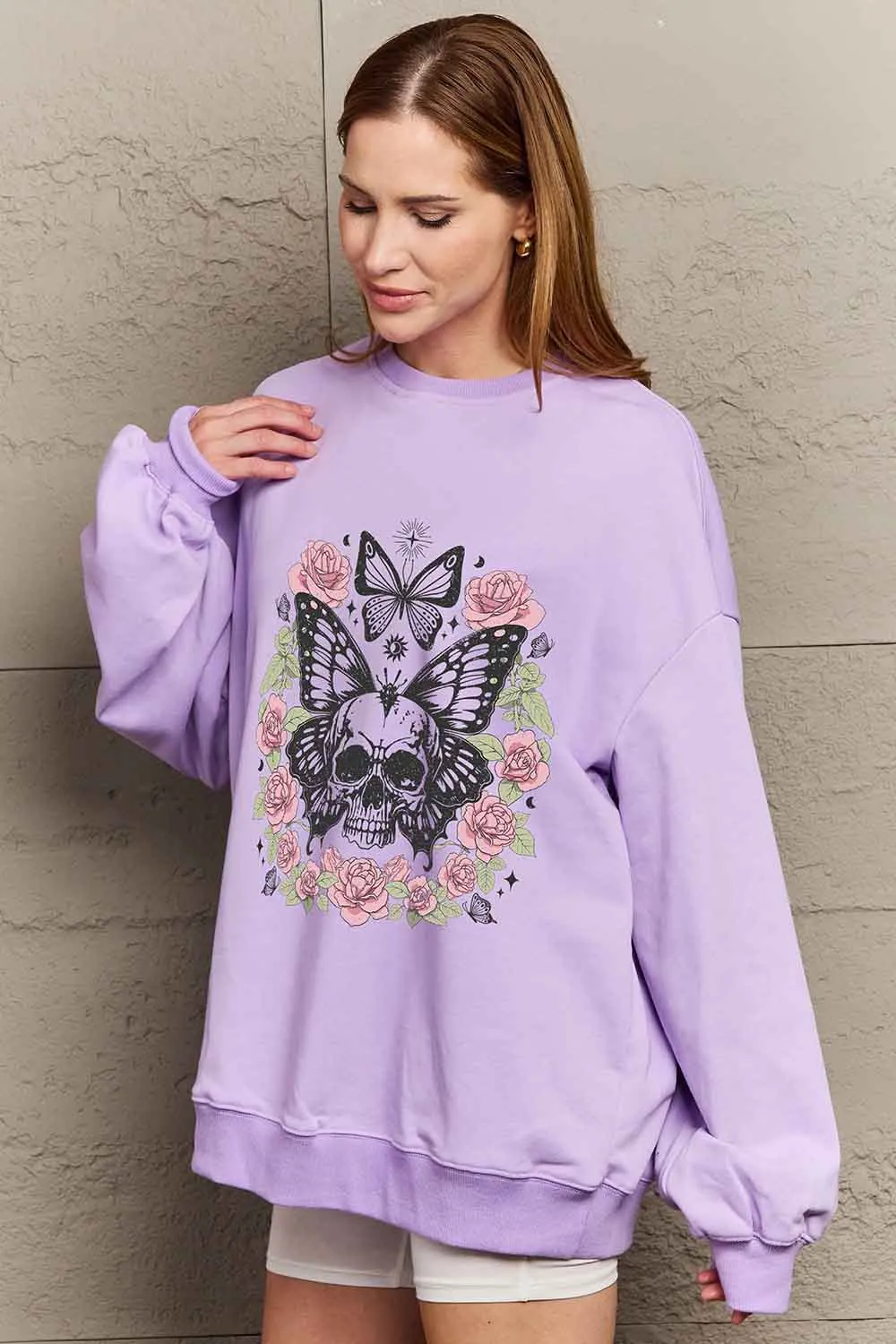 Skull Butterfly Graphic Sweatshirt