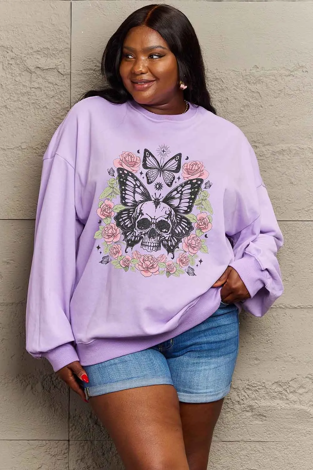 Skull Butterfly Graphic Sweatshirt