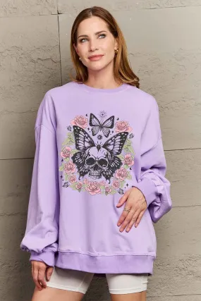 Skull Butterfly Graphic Sweatshirt