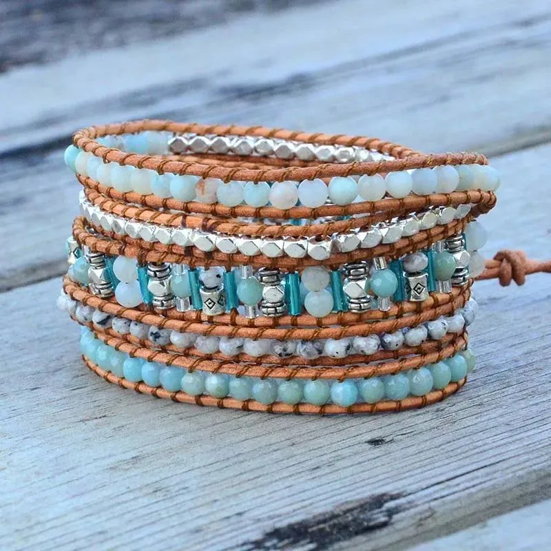 Vintage Turquoise 5X Wrap  Bracelet