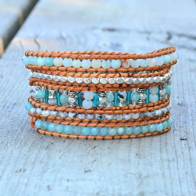 Vintage Turquoise 5X Wrap  Bracelet